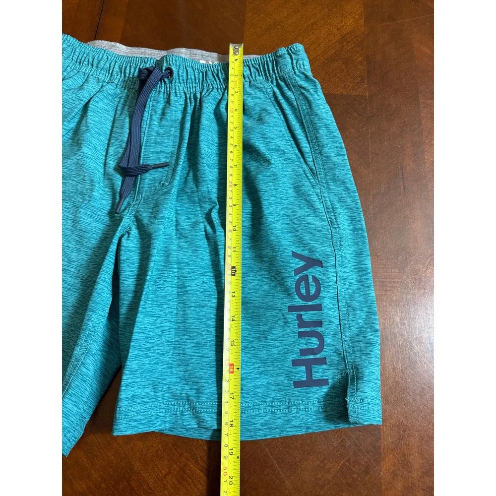 Hurley Youth Boys Swim Trunks Shorts Turquoise‎ Blue M Elastic Waist Drawstring